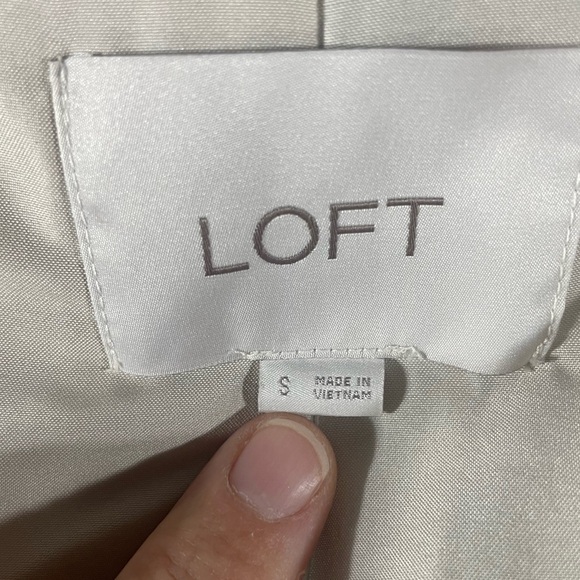 LOFT Lilac Wool Blend Pea Coat Jacket Herringbone Asymmetric Zip Pockets Size S - Picture 13 of 13